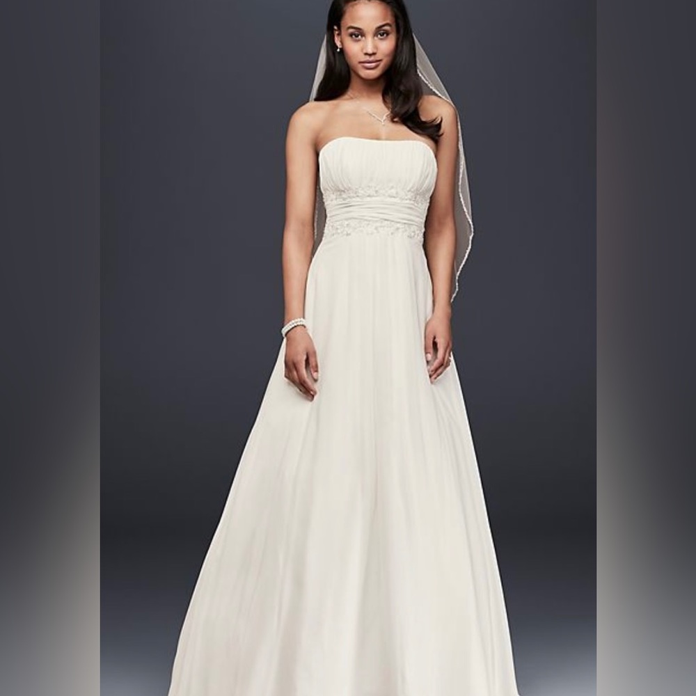 David’s Bridal Ivory Wedding Dress w/ Small Sleeve added Easily Removed